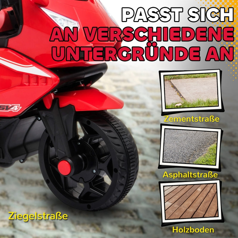 Electric Motorcycle for Children with Horn, Headlight and Music, 2.5 km/h, Red