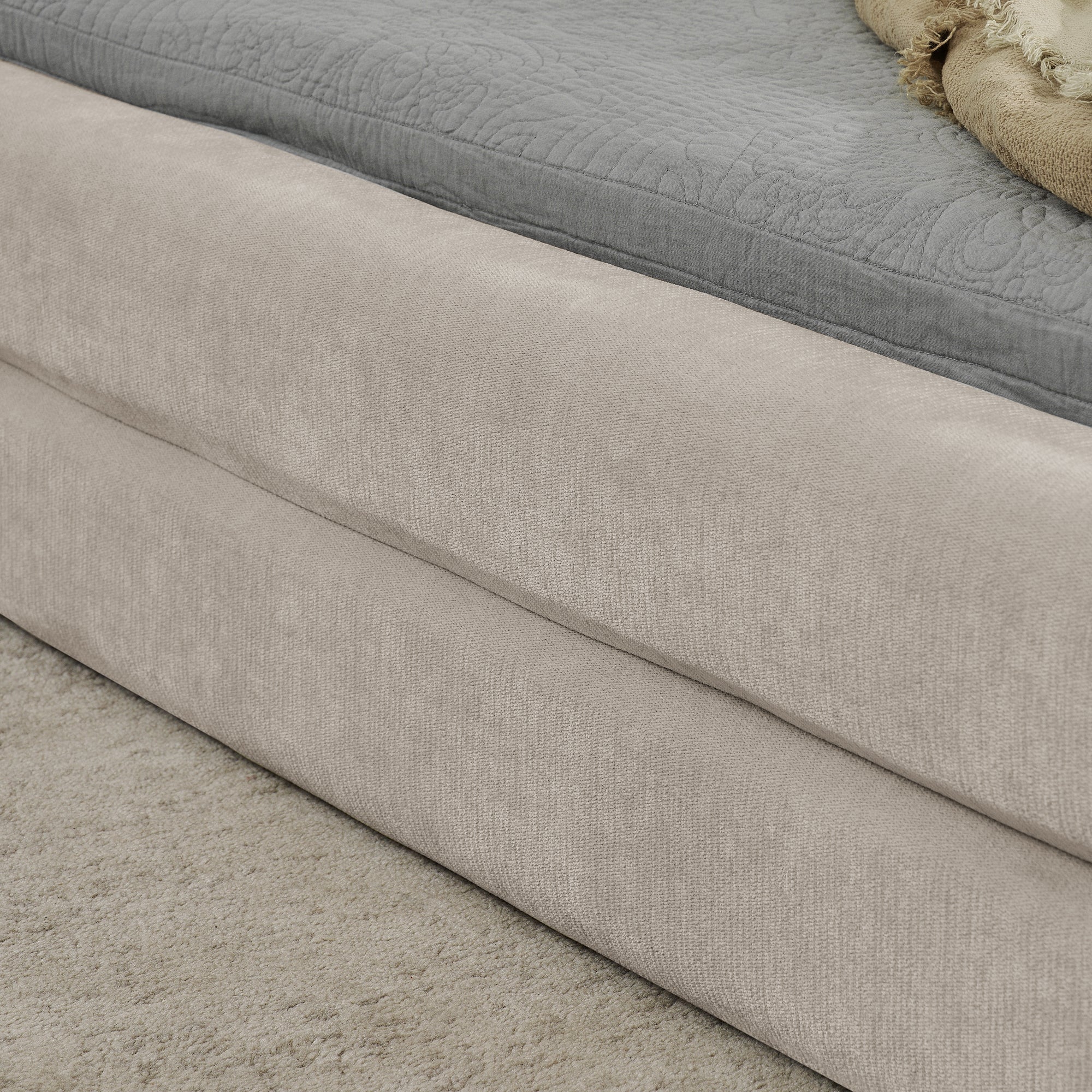 Double Bed 160x200cm Comfortable Backrest Sturdy Frame Easy Assemble Beige Chenille