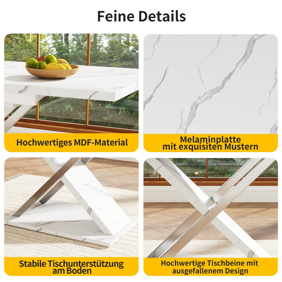 Extendable Dining Table 118-157cm Cross Legs