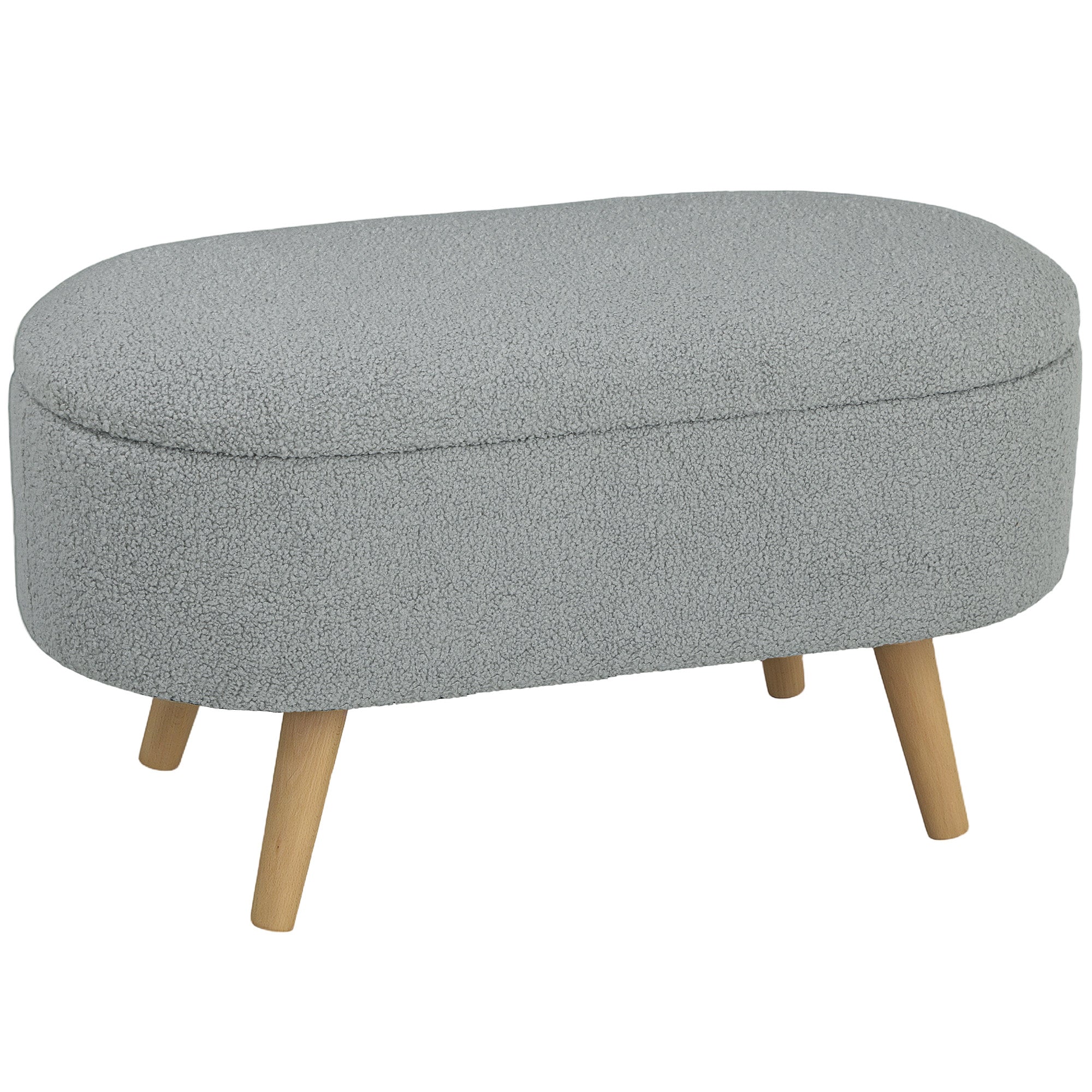 Teddy Fleece Storage Ottoman - Grey