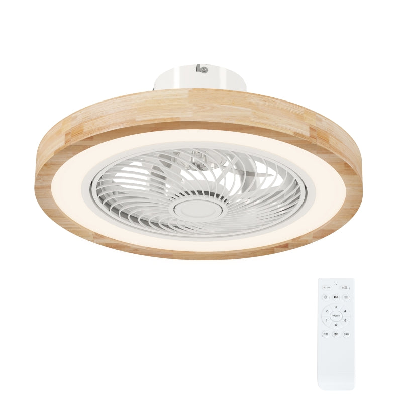 Ceiling Fan with Light, LED Dimmable RGB, 6 Speeds, Timer, Reversible, Natural 50 cm