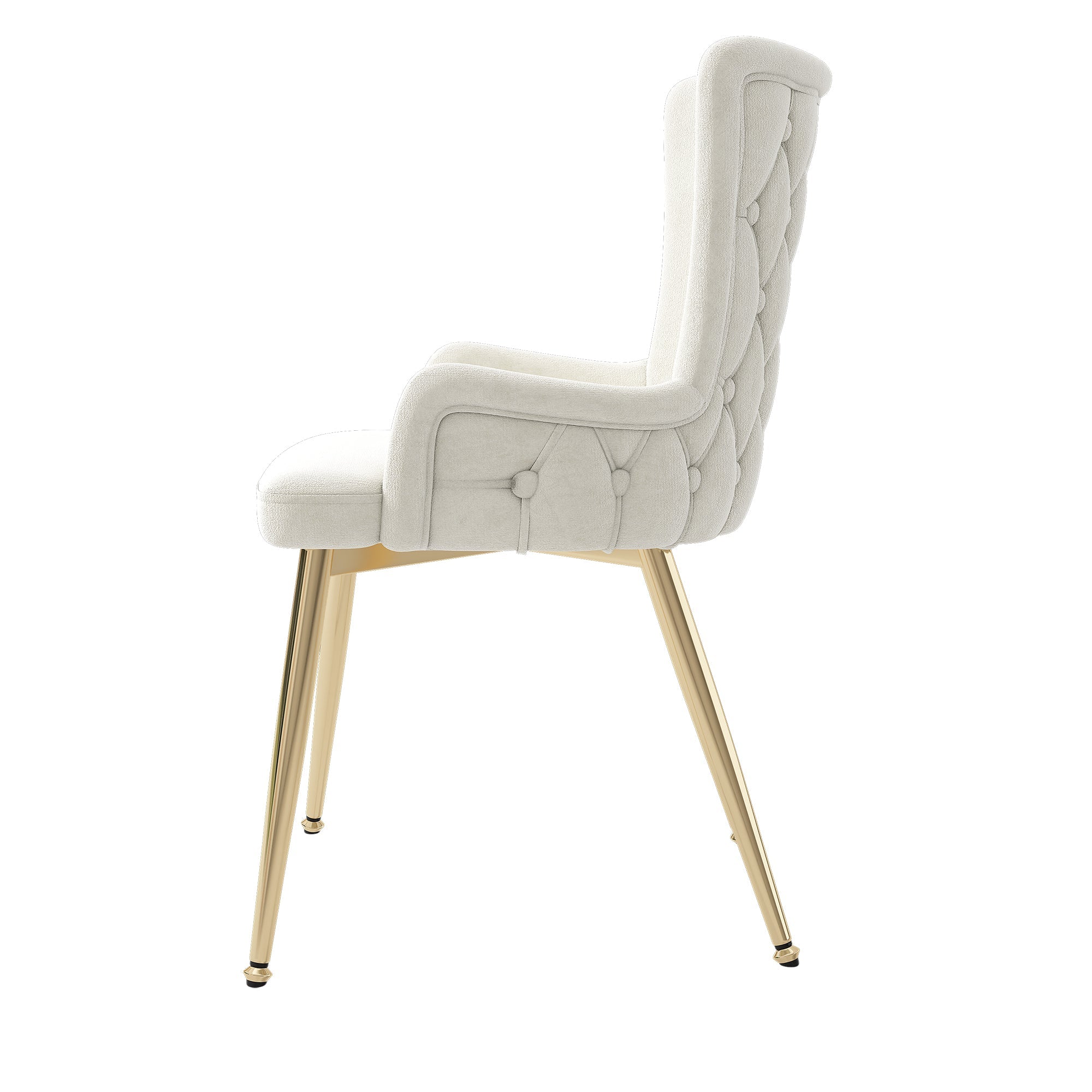 Velvet Dining/Lounge Chair Set of 2 Luxurious Gold Metal Legs - Beige