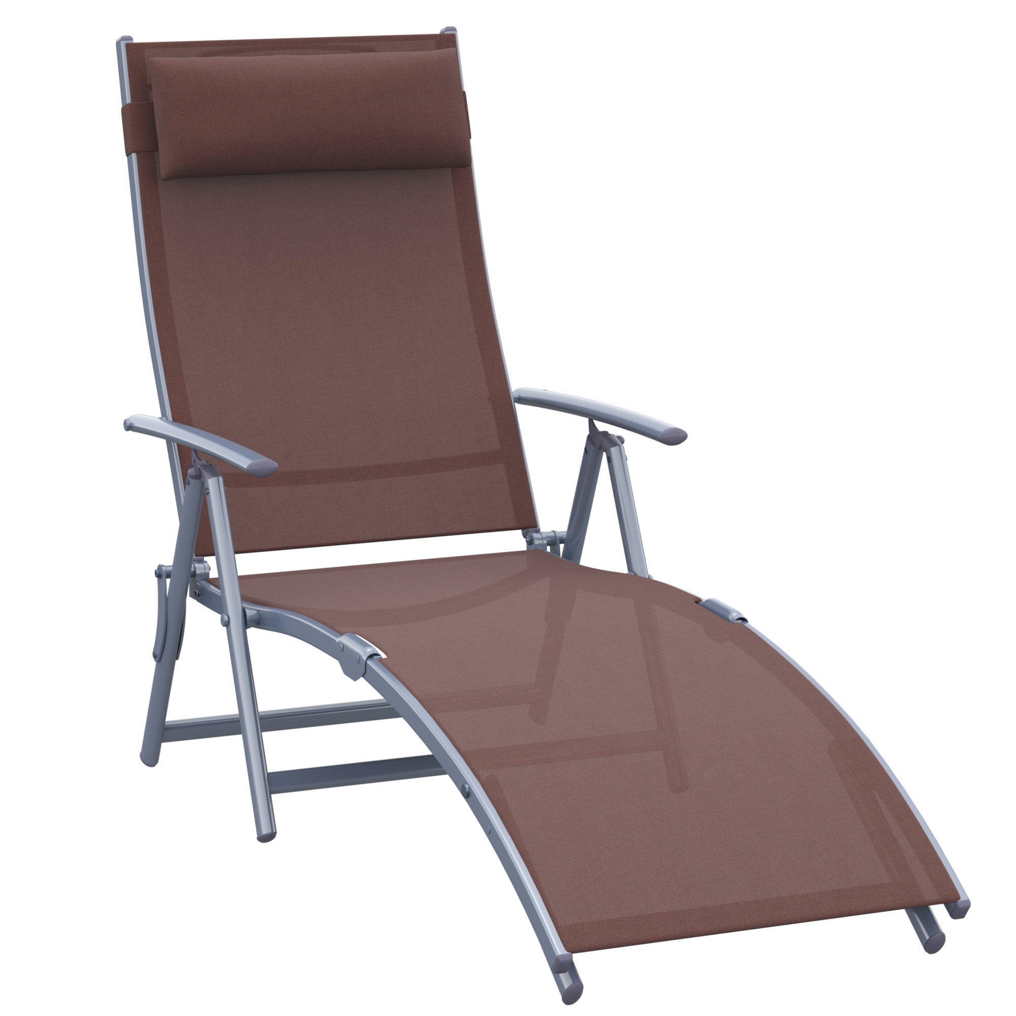 Sun Lounger Folding Relaxation Lounger with Cushion, Brown