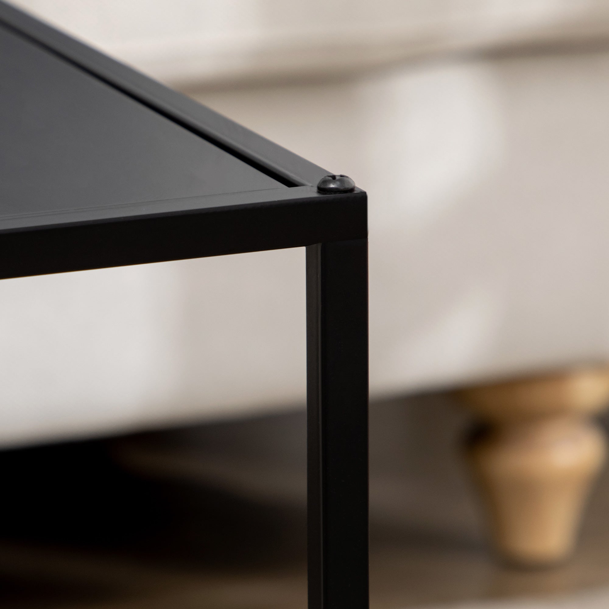 Couchtisch-Set, 2 Beistelltische, modernes Stahl-Design, Schwarz