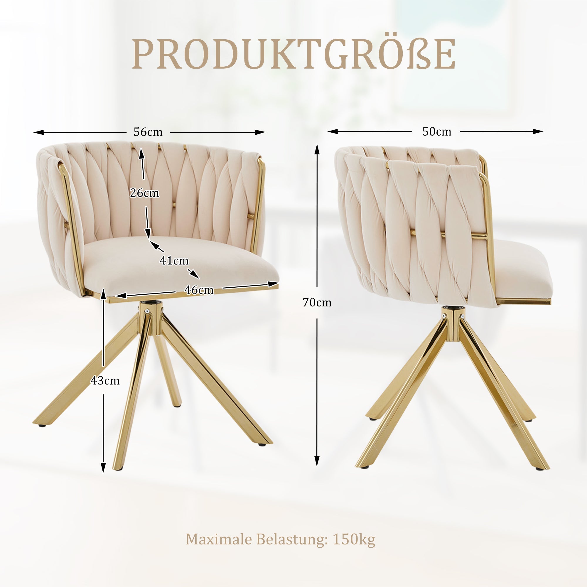 Velour Armchair, Heavy-Duty, 180° Swivel, Ergonomic, Metal Frame