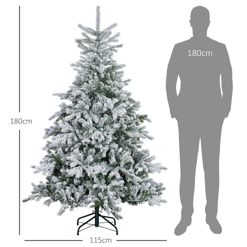 Christmas Tree 180 cm, Artificial Snow, Flame-Retardant, Metal Base