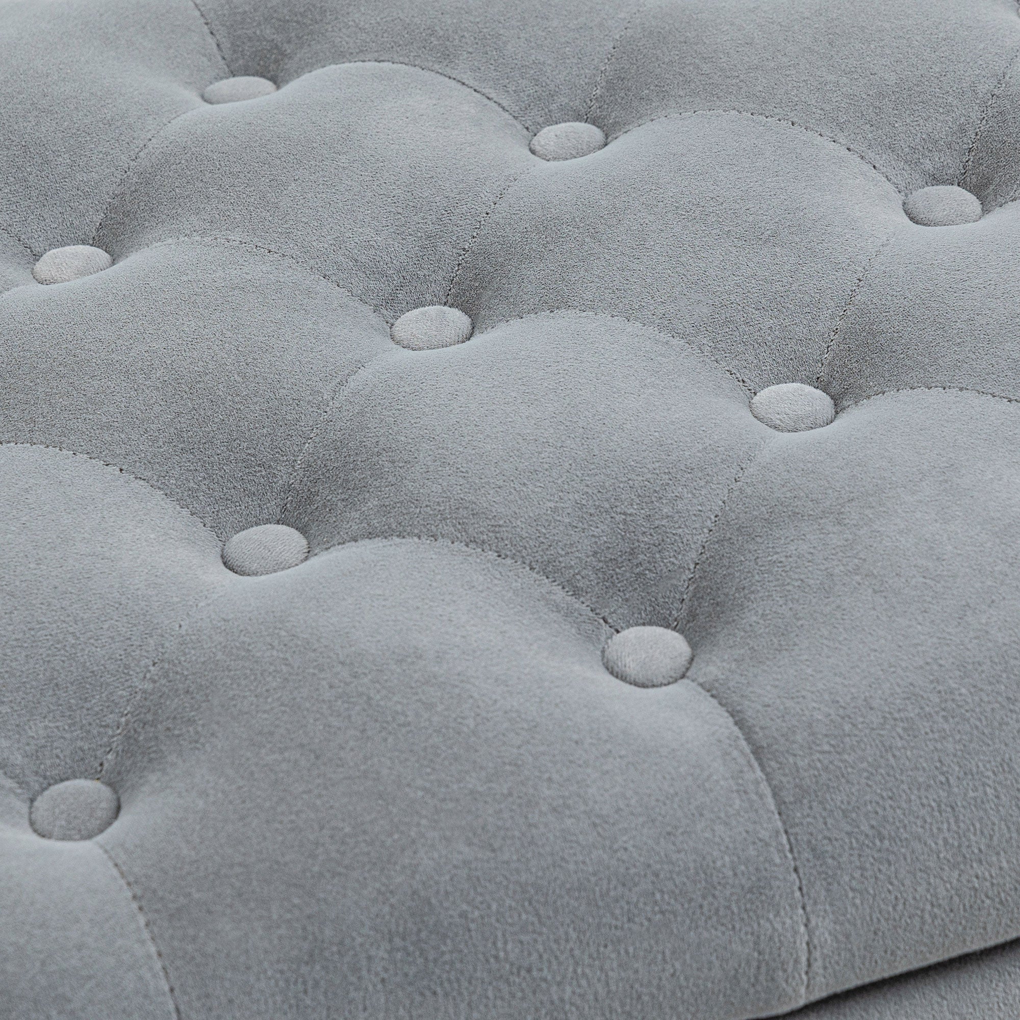 Upholstered Bench Storage Velvet Look Grey