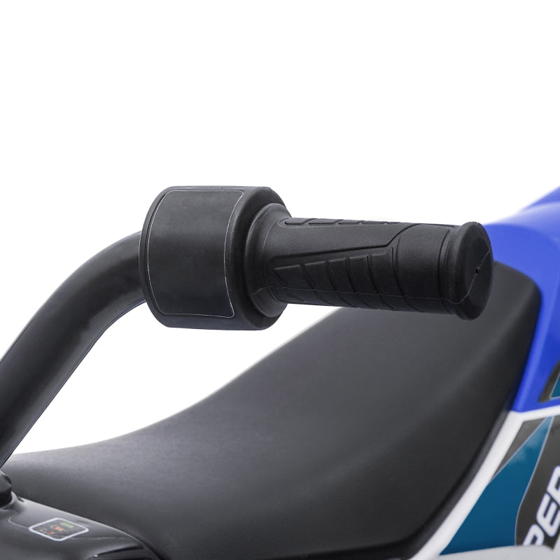 Children's Electric Motorcycle with Training Wheels and 45 Min Driving Time, Blue and White