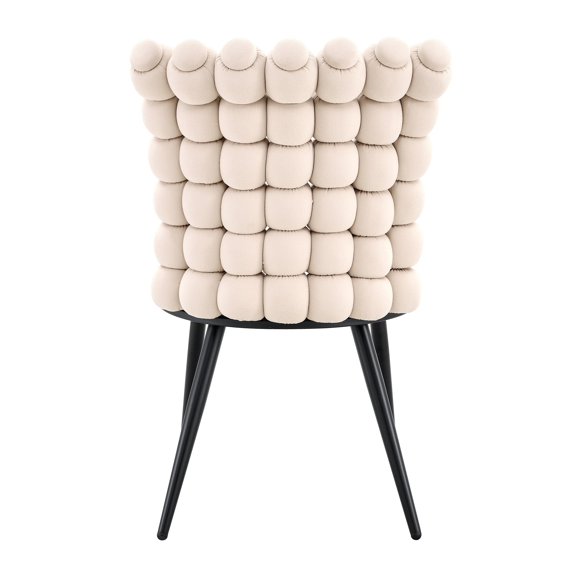 Velvet Dining Chairs Set of 2 Ball Design Metal Legs - Cream White