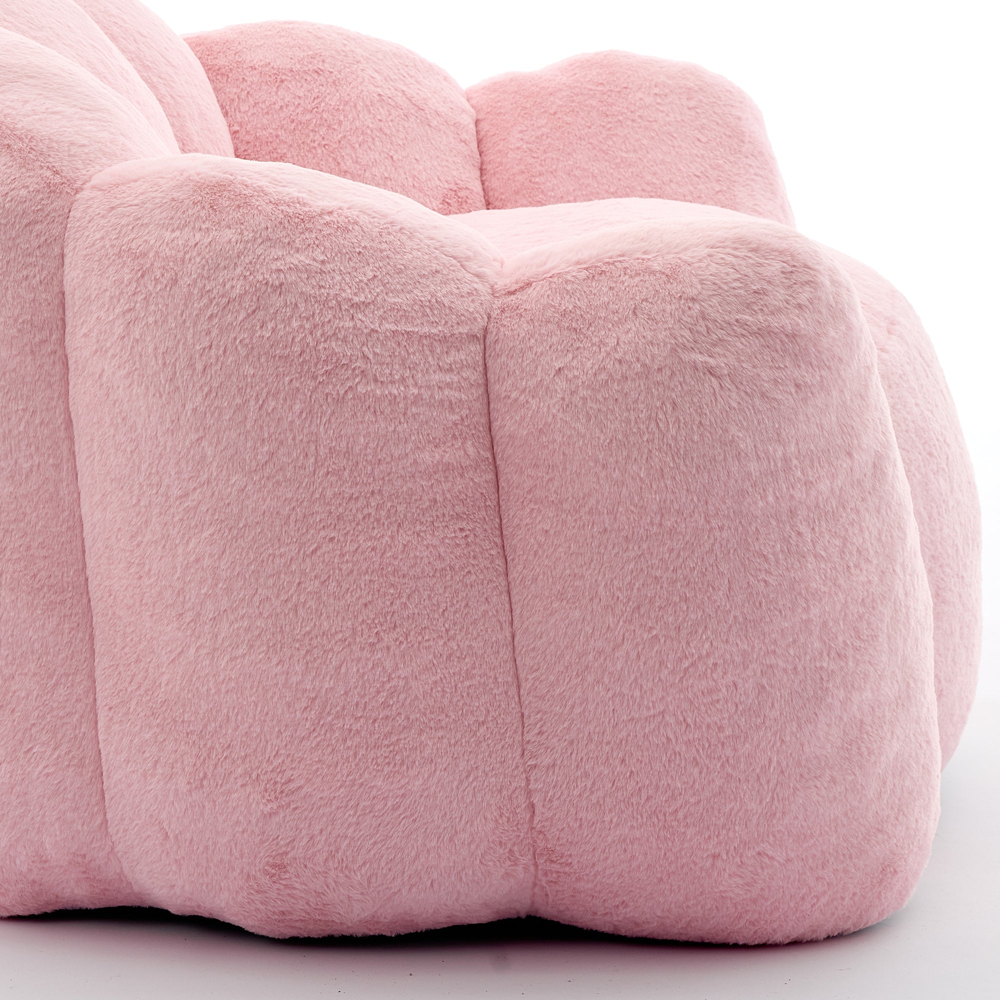 Lotus-shaped Compact Sofa, Adult Seat with Short-pile Pull Handle, Rose