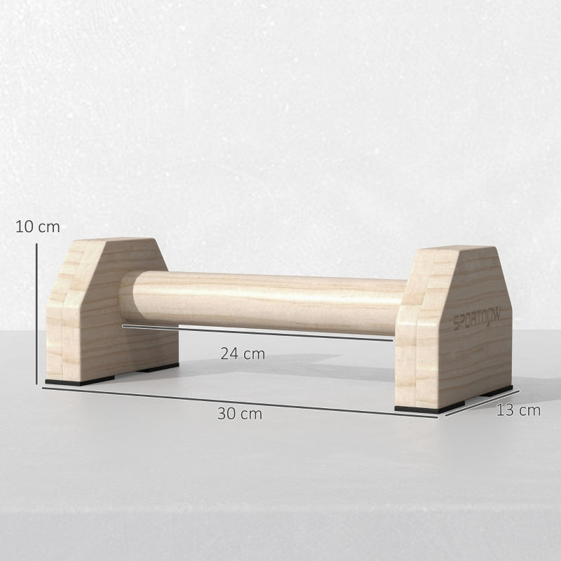 Push-up Bars, Set of 2, Robust & Non-Slip, up to 120 kg, Beech Wood, Natural