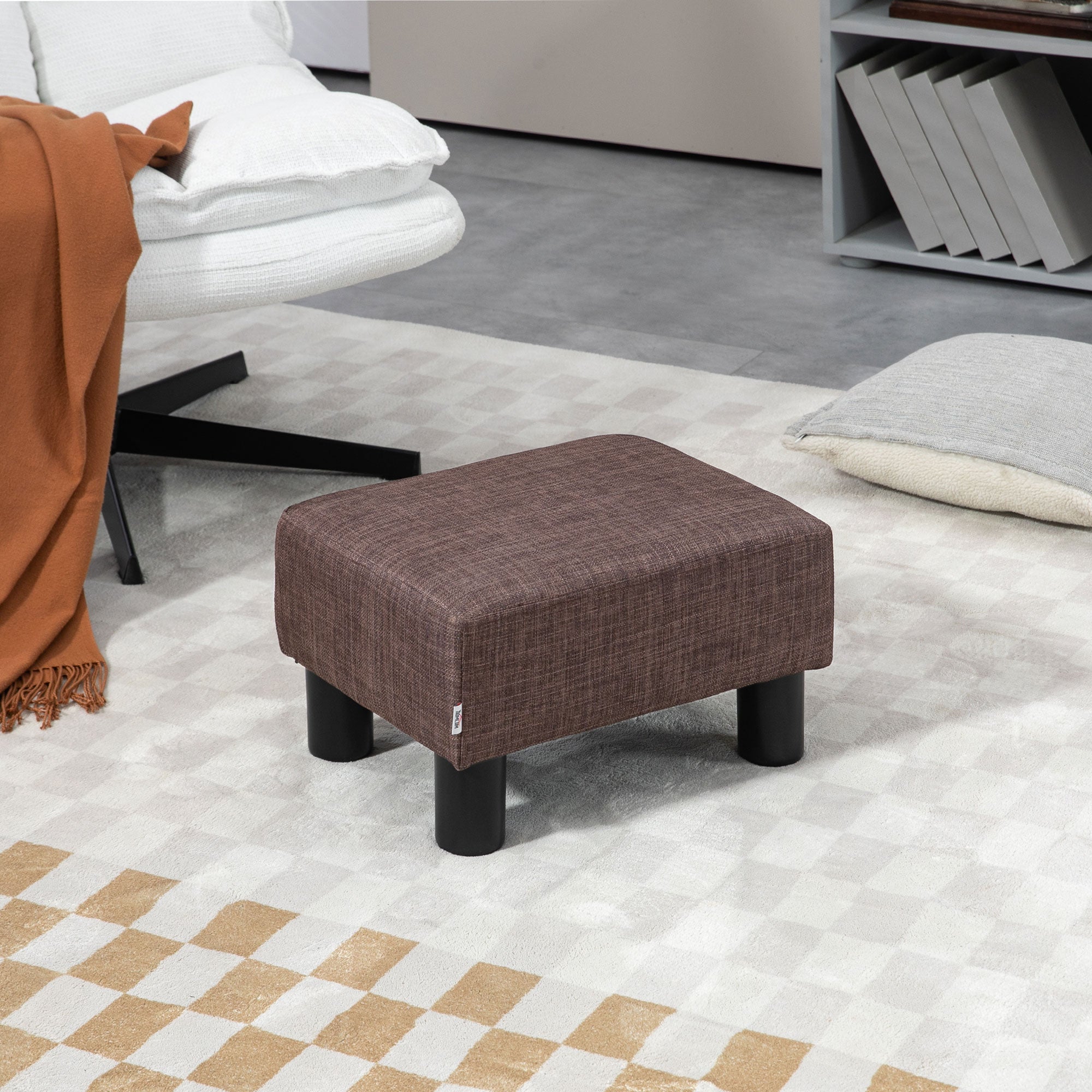 Upholstered Stool/Ottoman, Rectangular 100 kg Capacity for Living Room/Hallway, Brown