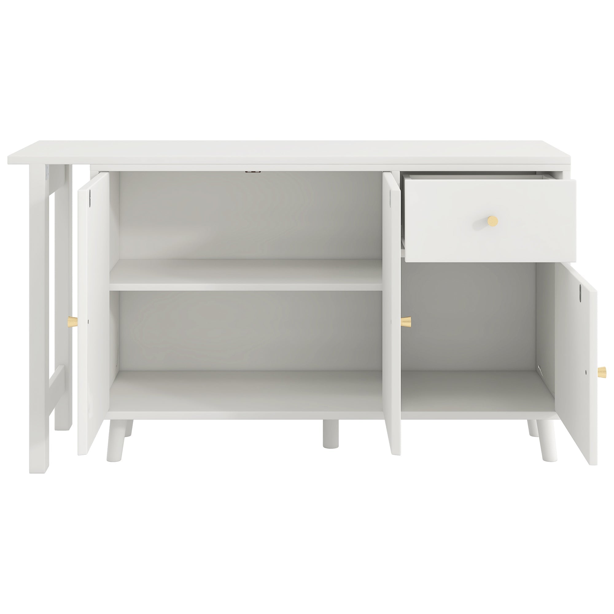 Desk & Sideboard, 2-in-1 360° Rotatable with 3 Doors & 1 Drawer