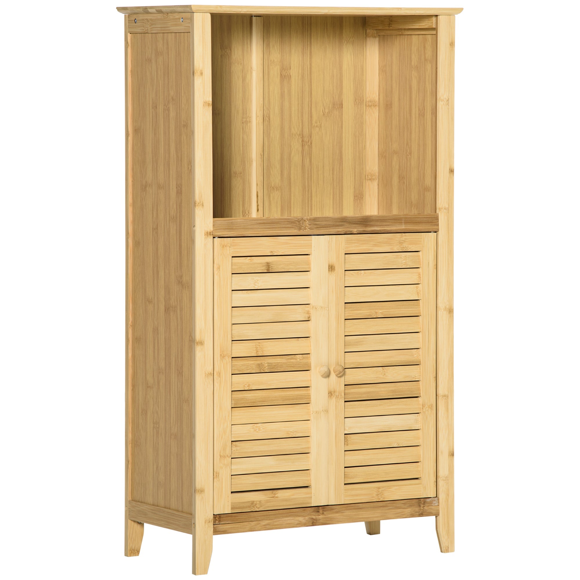 Bathroom Cabinet Freestanding Open Shelf 50x25.5x92cm Bamboo Natural