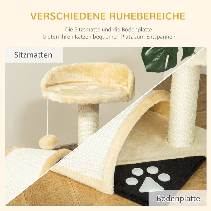 Katzenbaum, Spielbälle, Sisalseil, Beige