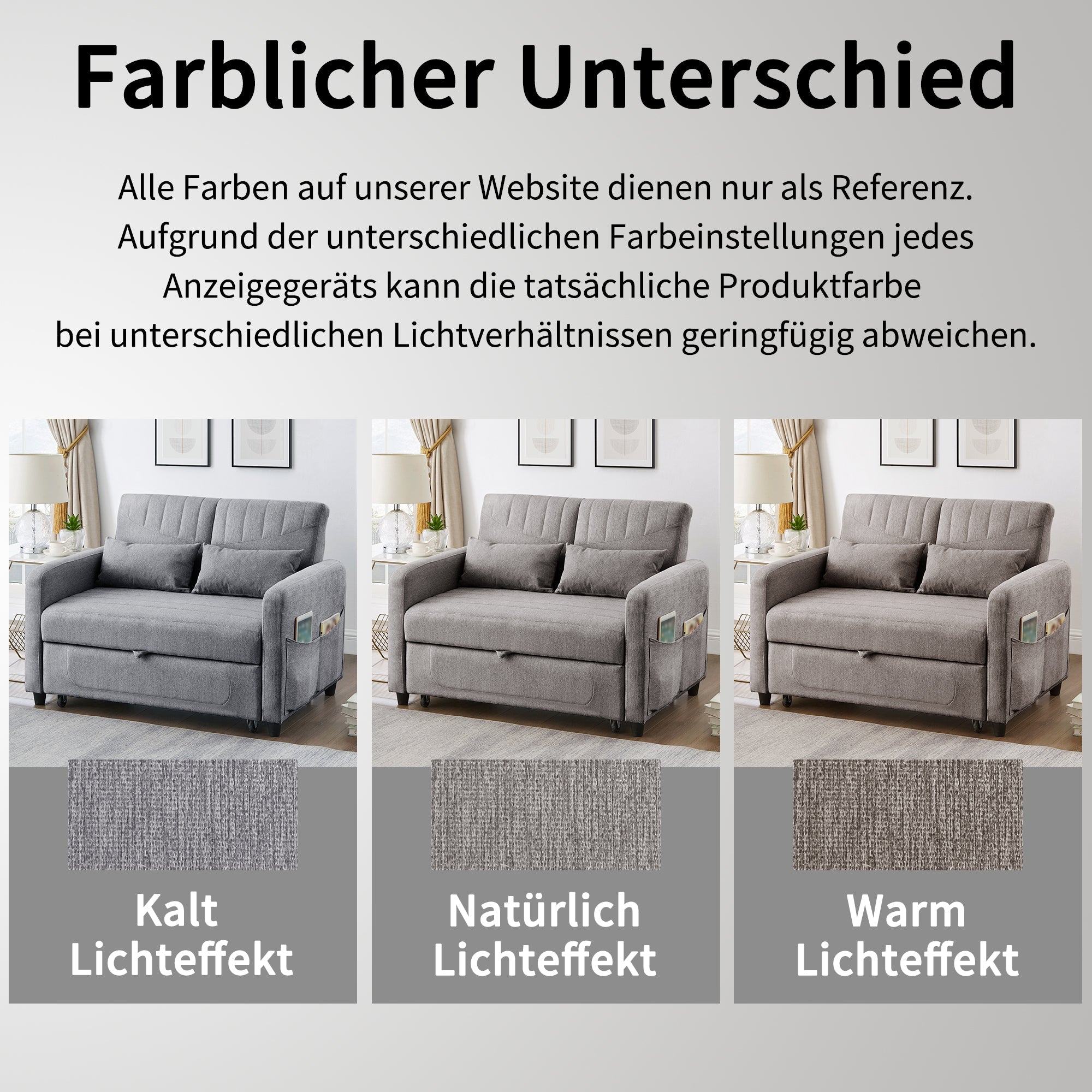 Two-Seater Sofa Bed with Adjustable Backrest and Pull-Out Design, Cotton-Linen Fabric