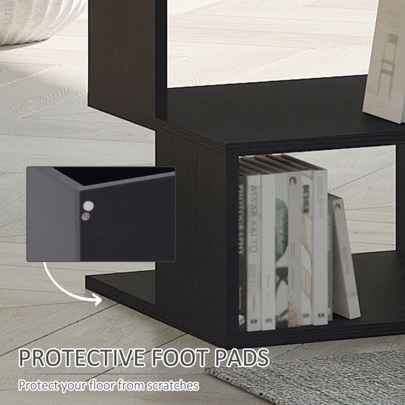 Side Table Square Modern 2-Tier Storage Shelves Black