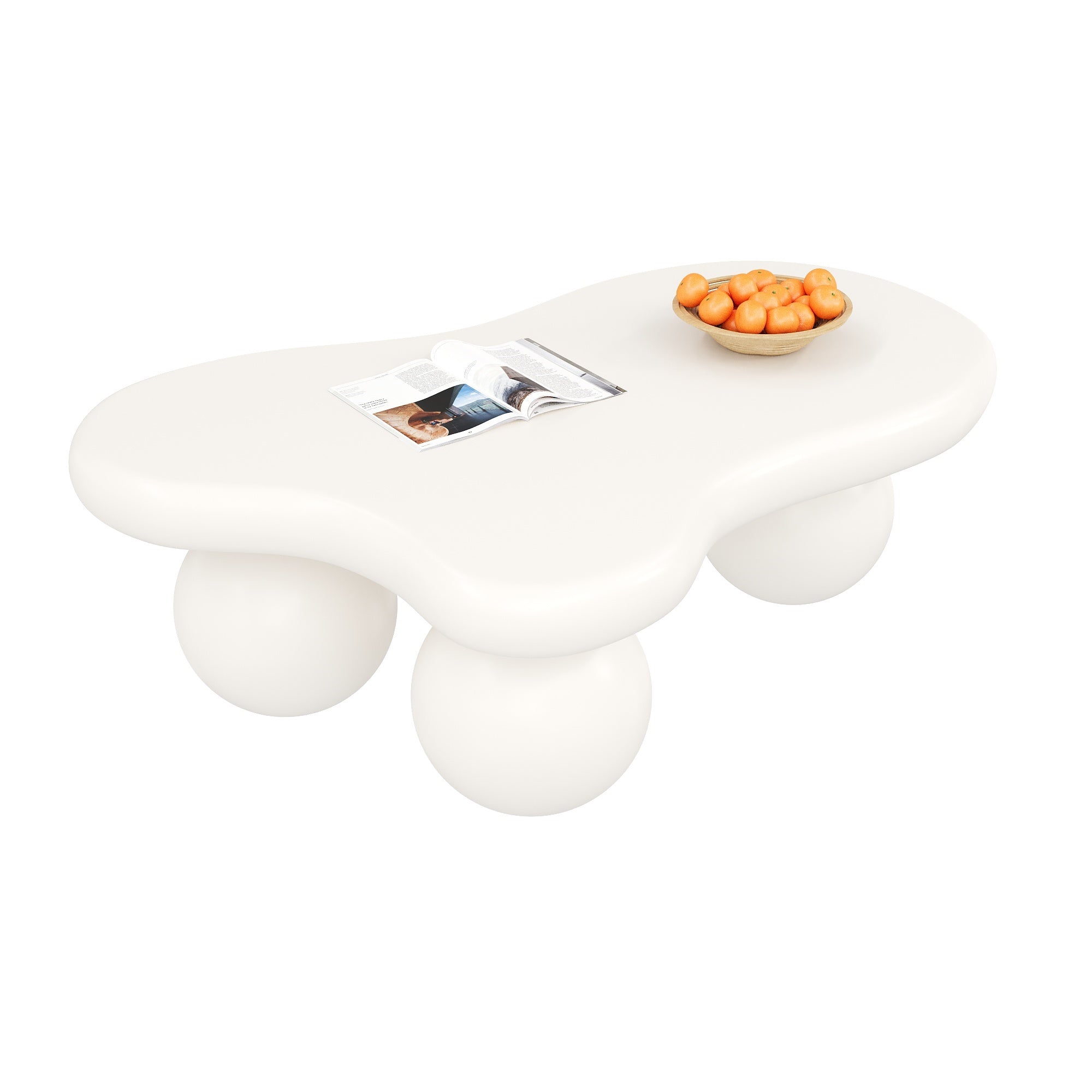 Cloud Coffee Table, LED Lighting 16 Colors Round Leg Design, White