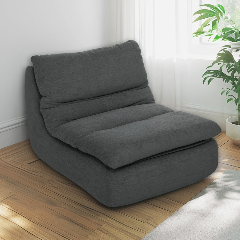 Floor Chair - One-Piece Ultra-High-Density Foam, Washable Cover, Gray