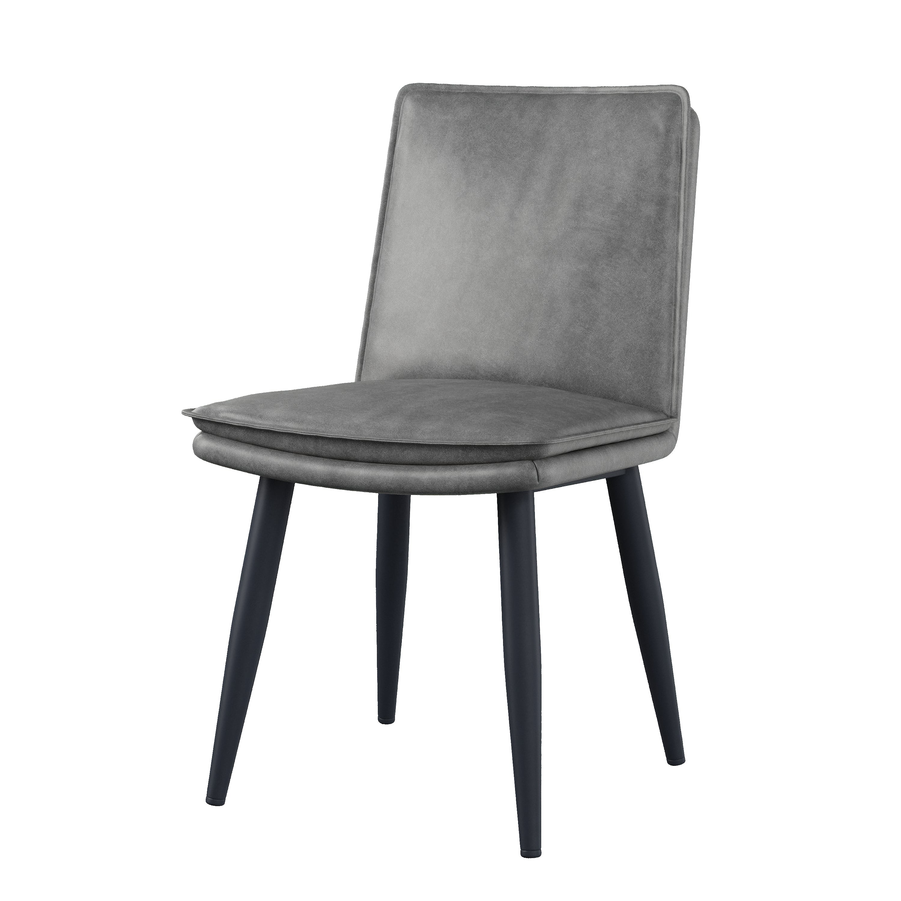 4 Dining Chairs PU Double Cushion Modern - Grey