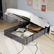 Bed Frame 160x200cm Gas Lift Storage - Dutch Velvet Grey