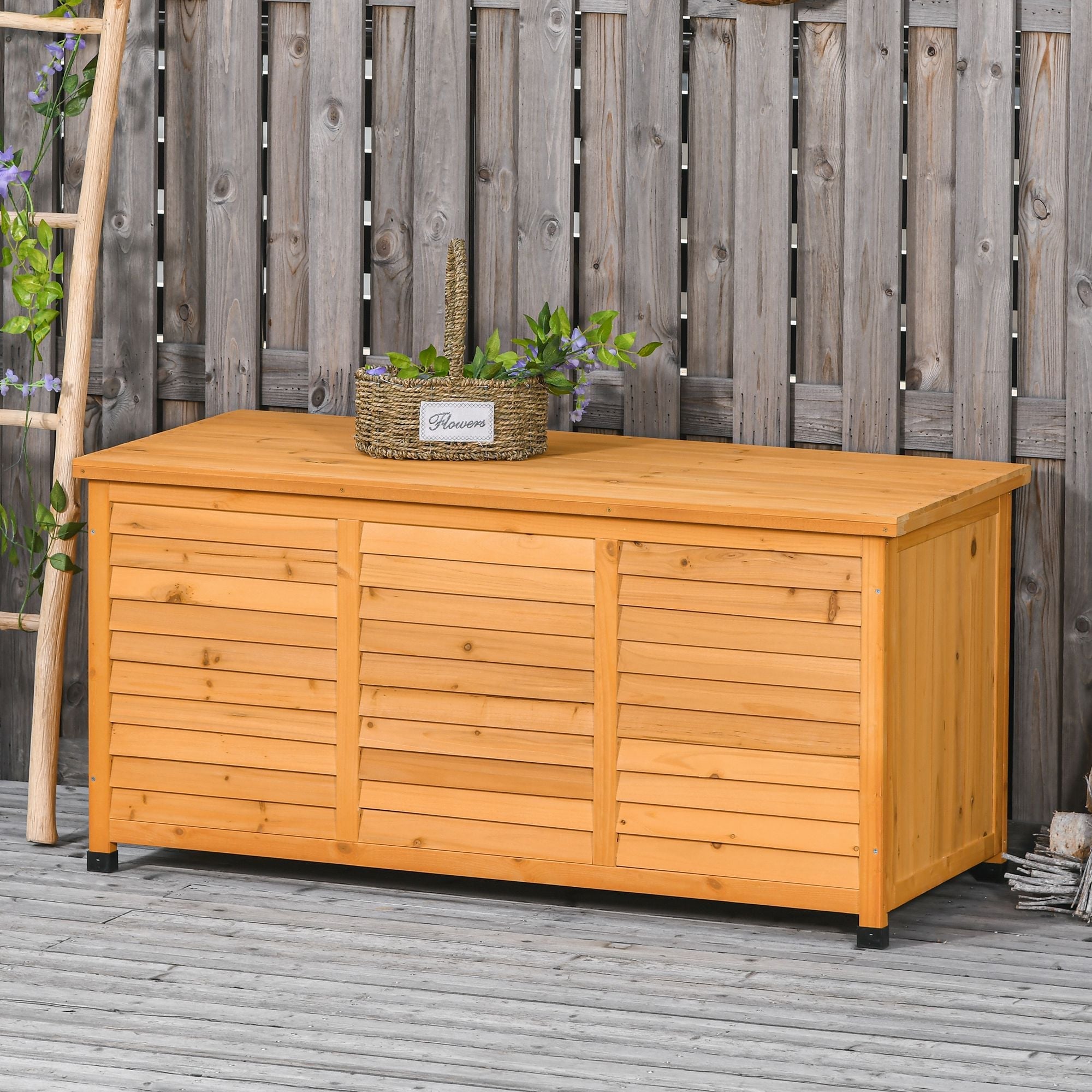 Garden Shed Tool Storage Cabinet Water-Resistant Durable Large Capacity 127x56x60cm Fir Wood Yellow