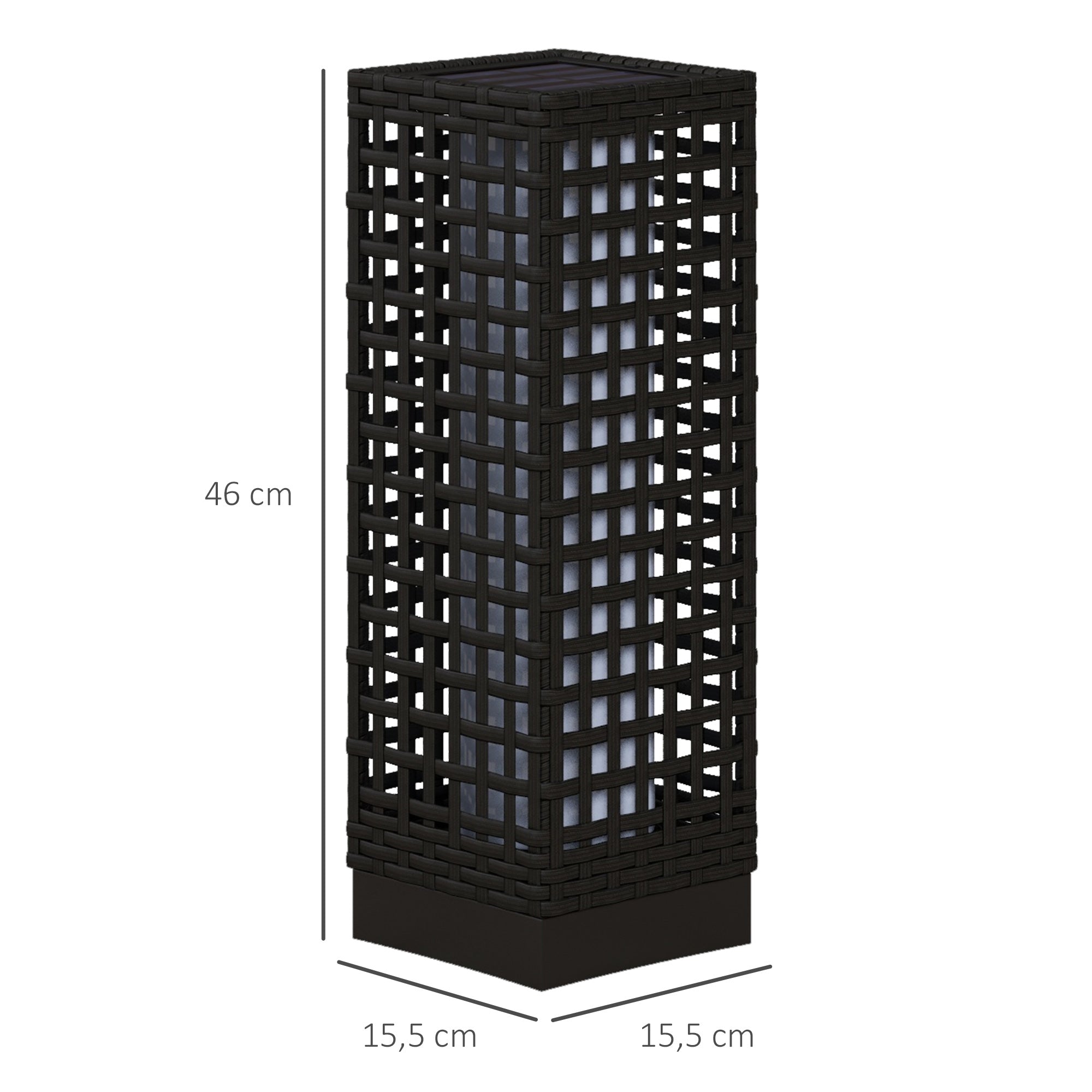 Solar Light Rattan Design Waterproof Light Sensor LED Garden Lamp, Black