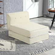 Schlafsofa 2-in-1 Klappbar Polsterung 240 kg, Cord Cremeweiß