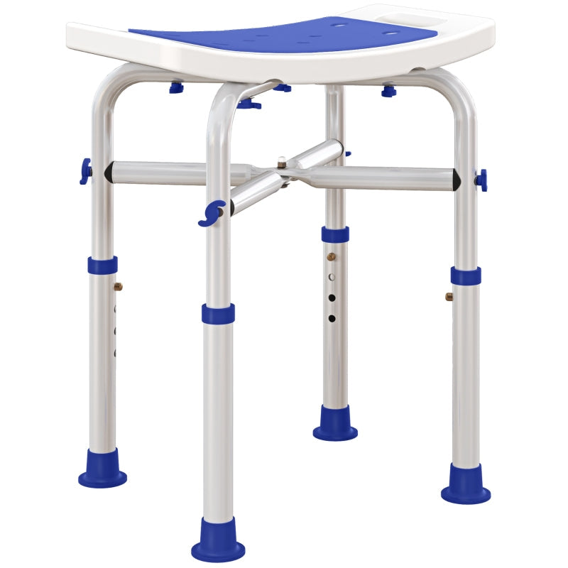 Shower/Bath Stool 44-51.5cm Adjustable Height Aluminium Frame White