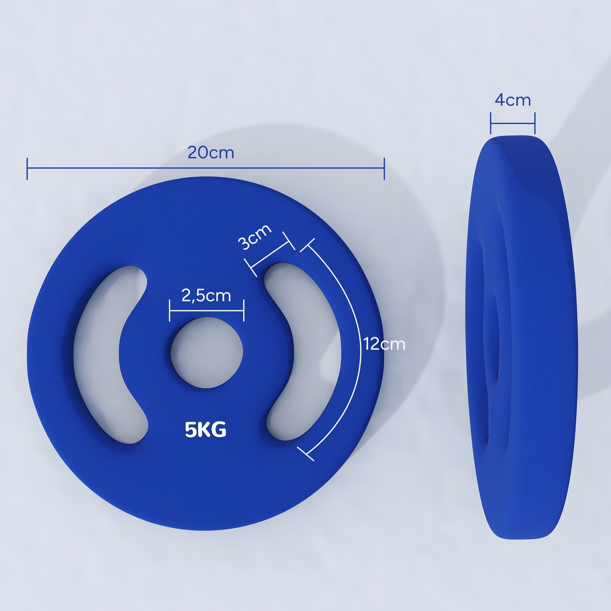Dumbbell Weight Plates 2x5kg for 2.5cm Barbell, Blue