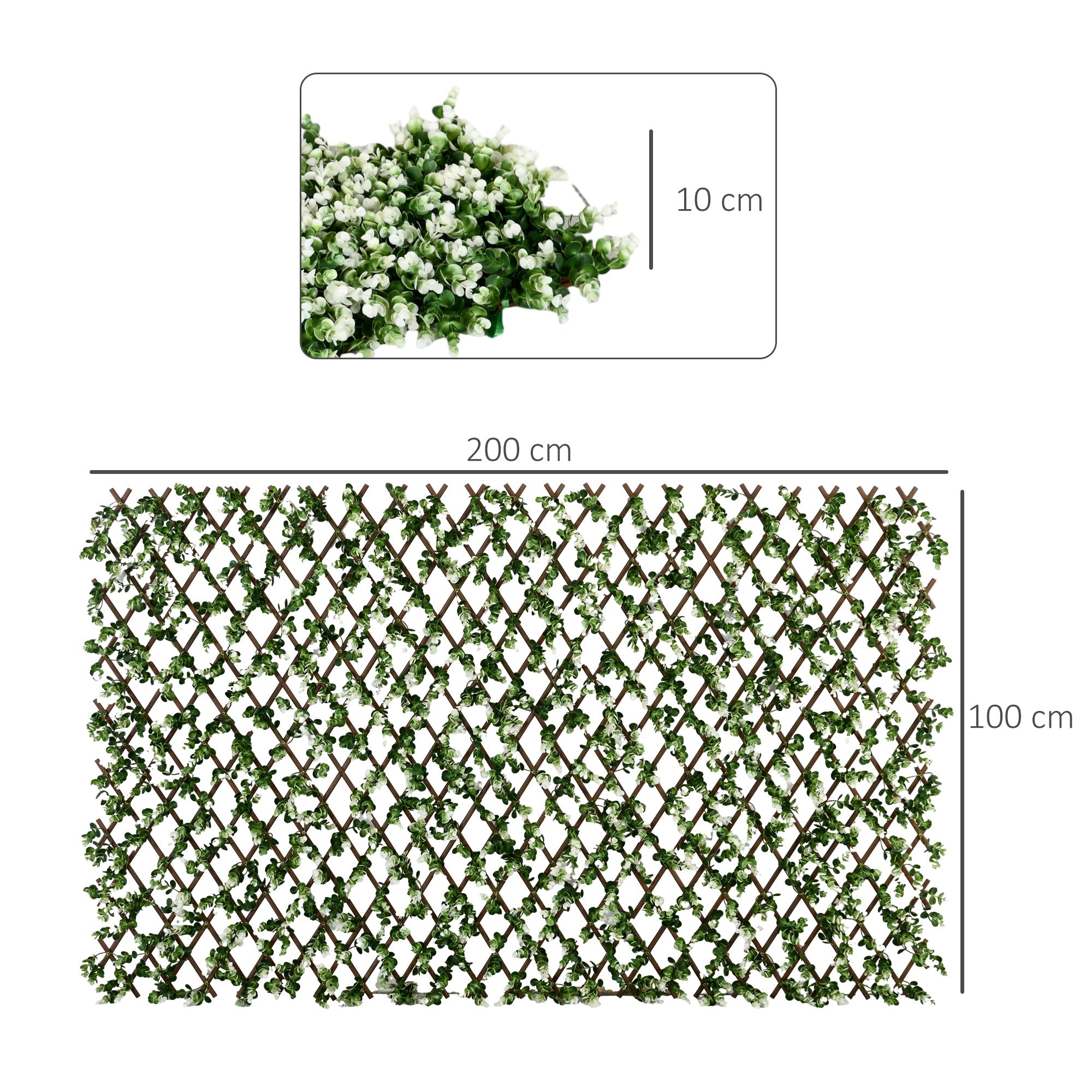 2pc Expanding Garden Trellis, 2 x 1m Faux Decorative Privacy Fence, Eucalyptus Leaves