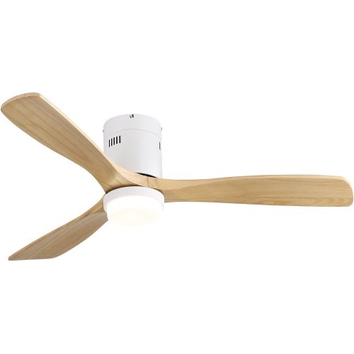 52-inch Ceiling Fan with Remote, 6 Speed, 18W LED Light, Solid Wood