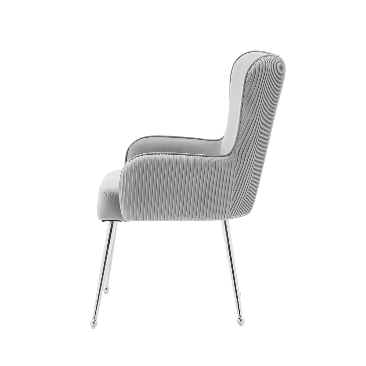 Velvet Dining Chair Set of 4 with Armrests Lumbar Support Adjustable Feet Grey