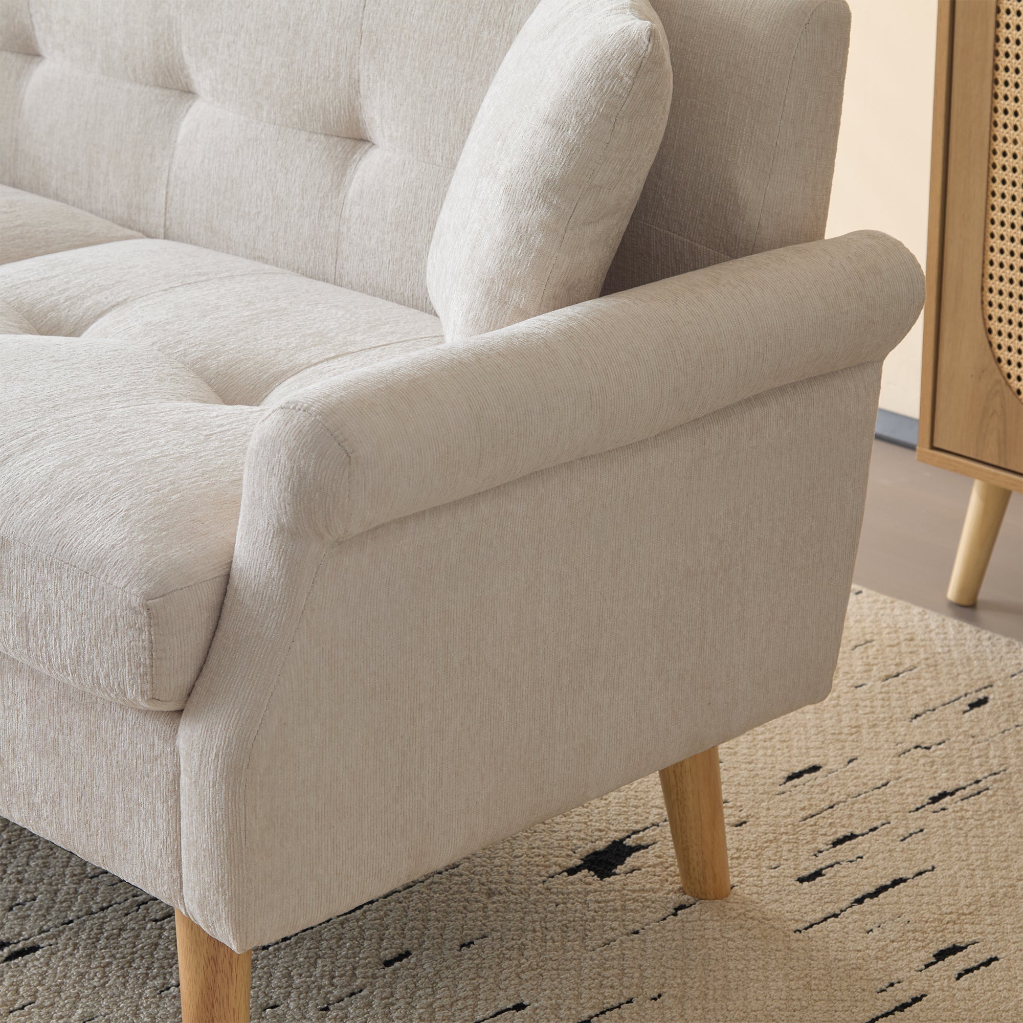 Modern Sofa, Upholstered Double Sofa with Thick Cushions, Chenille Fabric