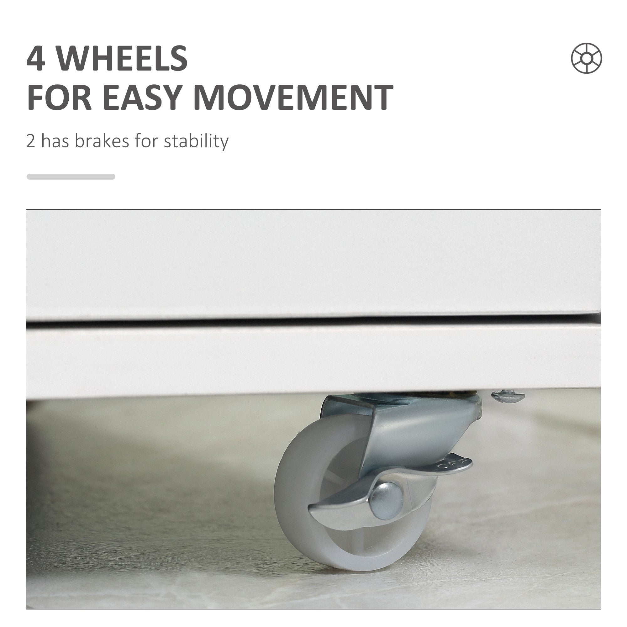 Seven-Drawer Filing Cabinet with Wheels - White