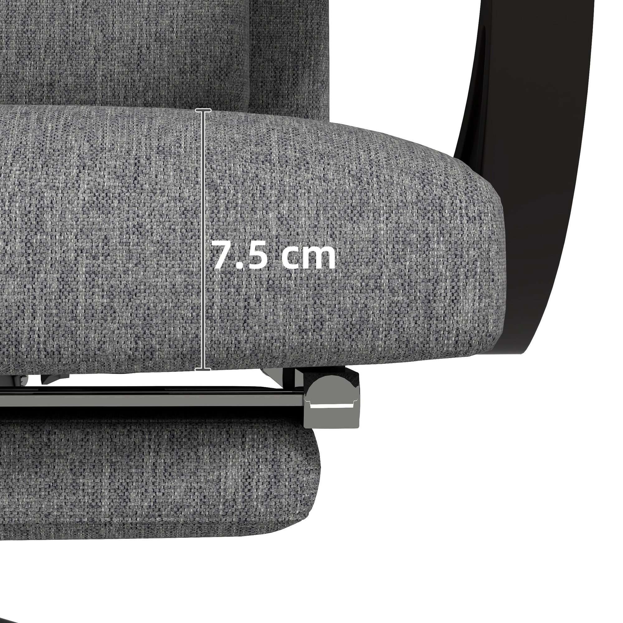 Linen-Look Office Chair with 160° Reclining Back and Footrest - Grey