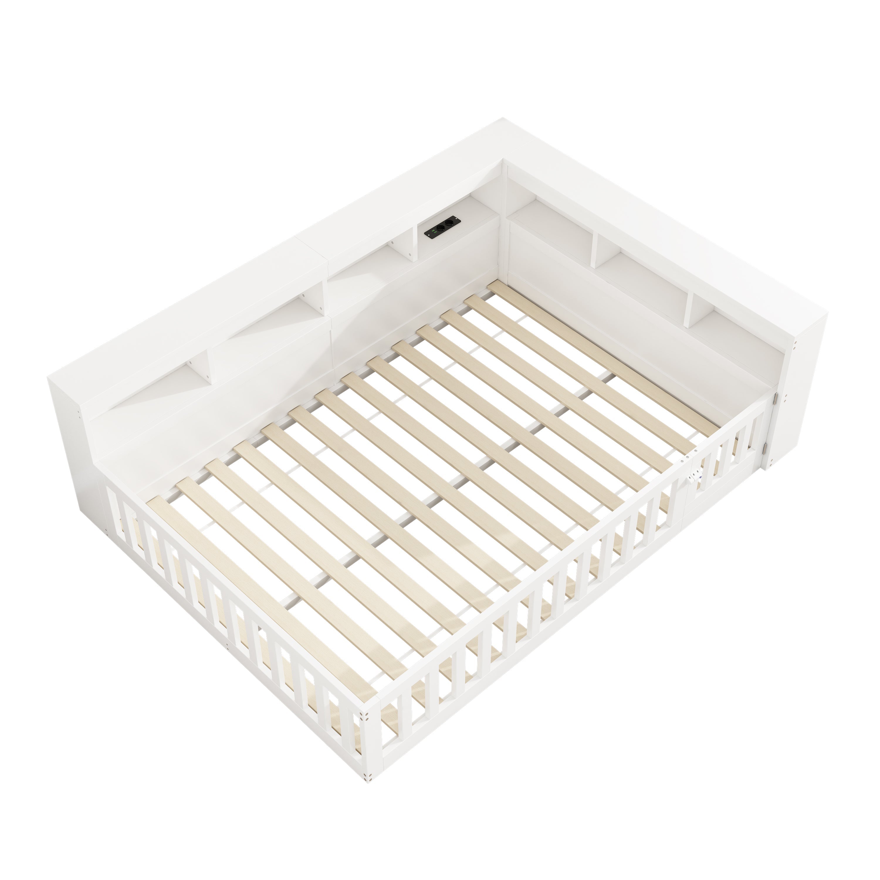 Daybed Sofa Bed 140x190cm Storage USB Port White