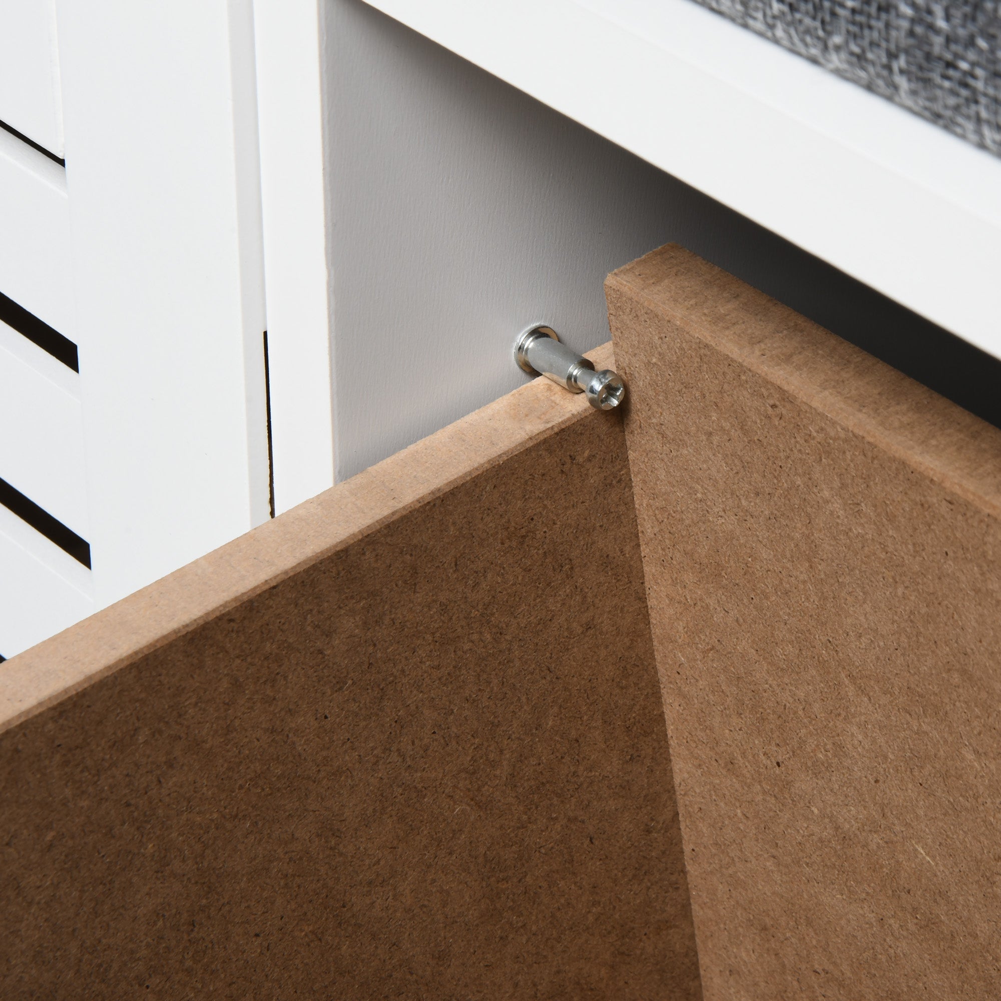 Shoe Storage Bench with 3 Drawers & Removable Seat Cushion, Grey