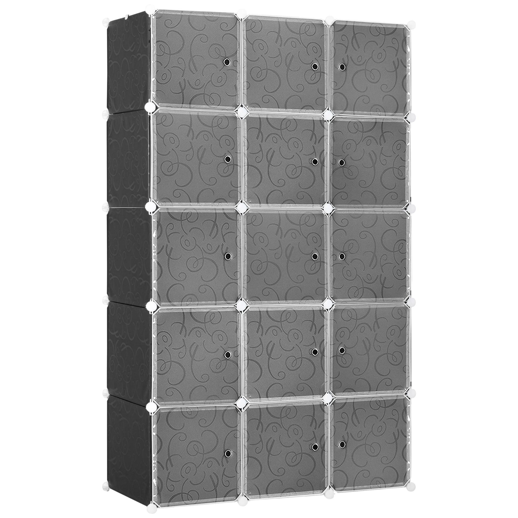 DIY Kleiderschrank-Regalsystem, 2 große & 9 kleine Würfel, Schwarz
