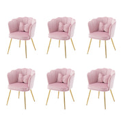 Chairs, Set of 6 Modern Velvet Petal Back with Gold Metal Legs