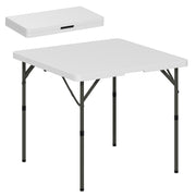 Picnic Table, Folding Camping Height-Adjustable, Plastic Metal White