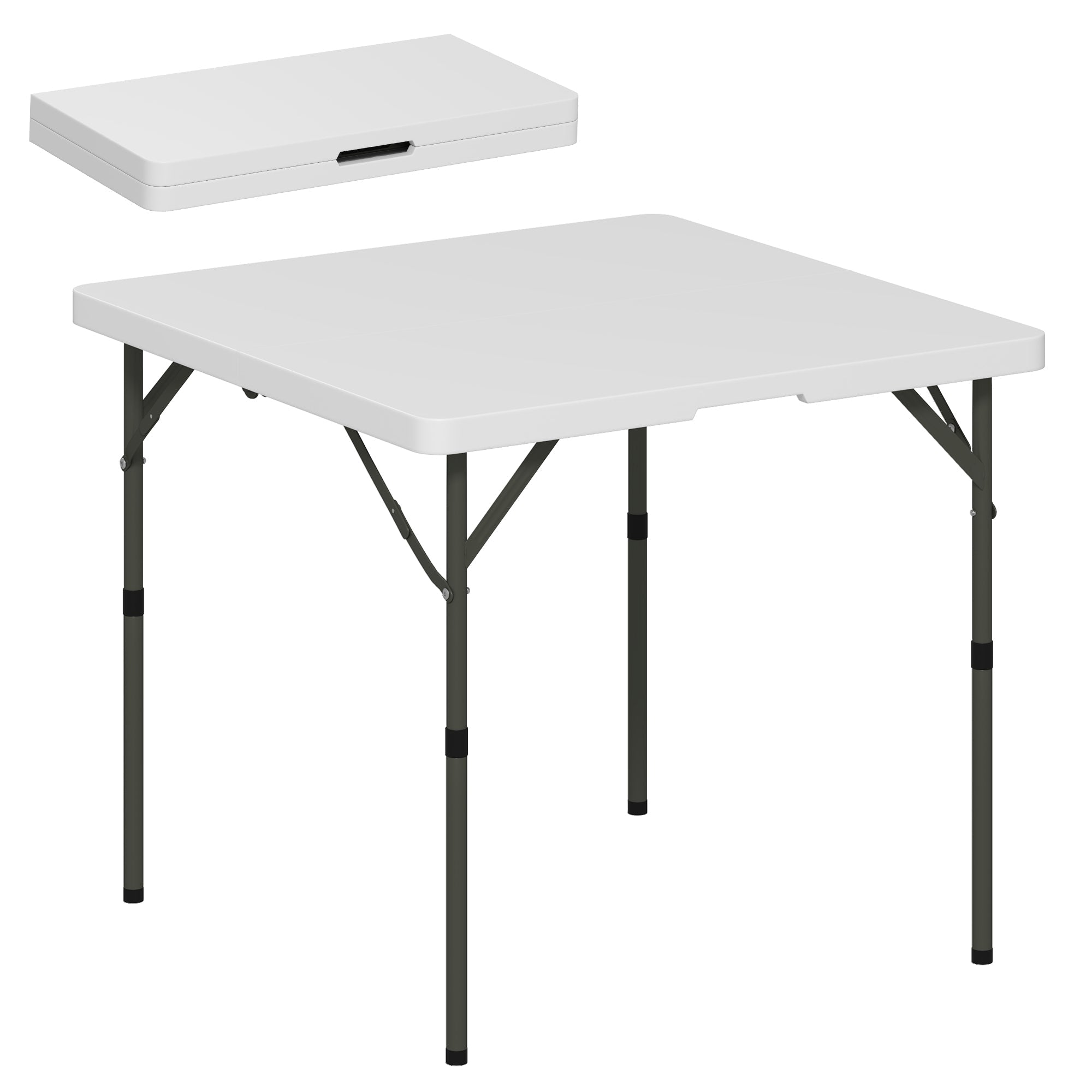 Picknicktisch, klappbar, höhenverstellbar, Kunststoff Metall Weiß
