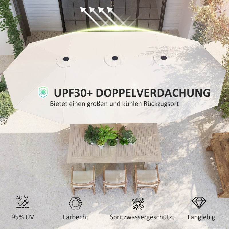 Doppel-Sonnenschirm, 436 x 260 cm, UV-Schutz, Stahl, Beige