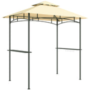 8' x 5' Grill Gazebo Double Tiered BBQ Shelter Canopy LED Lights Side Shelves Hooks Beige