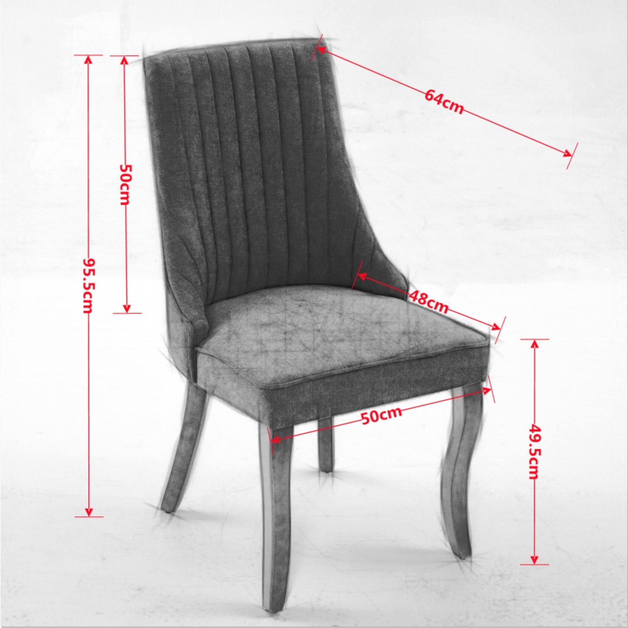 Dining Chairs Channel Upholstered Comfy Fabric Set of 2 with Curved Solid Wood Legs - Rayon Linen Beige