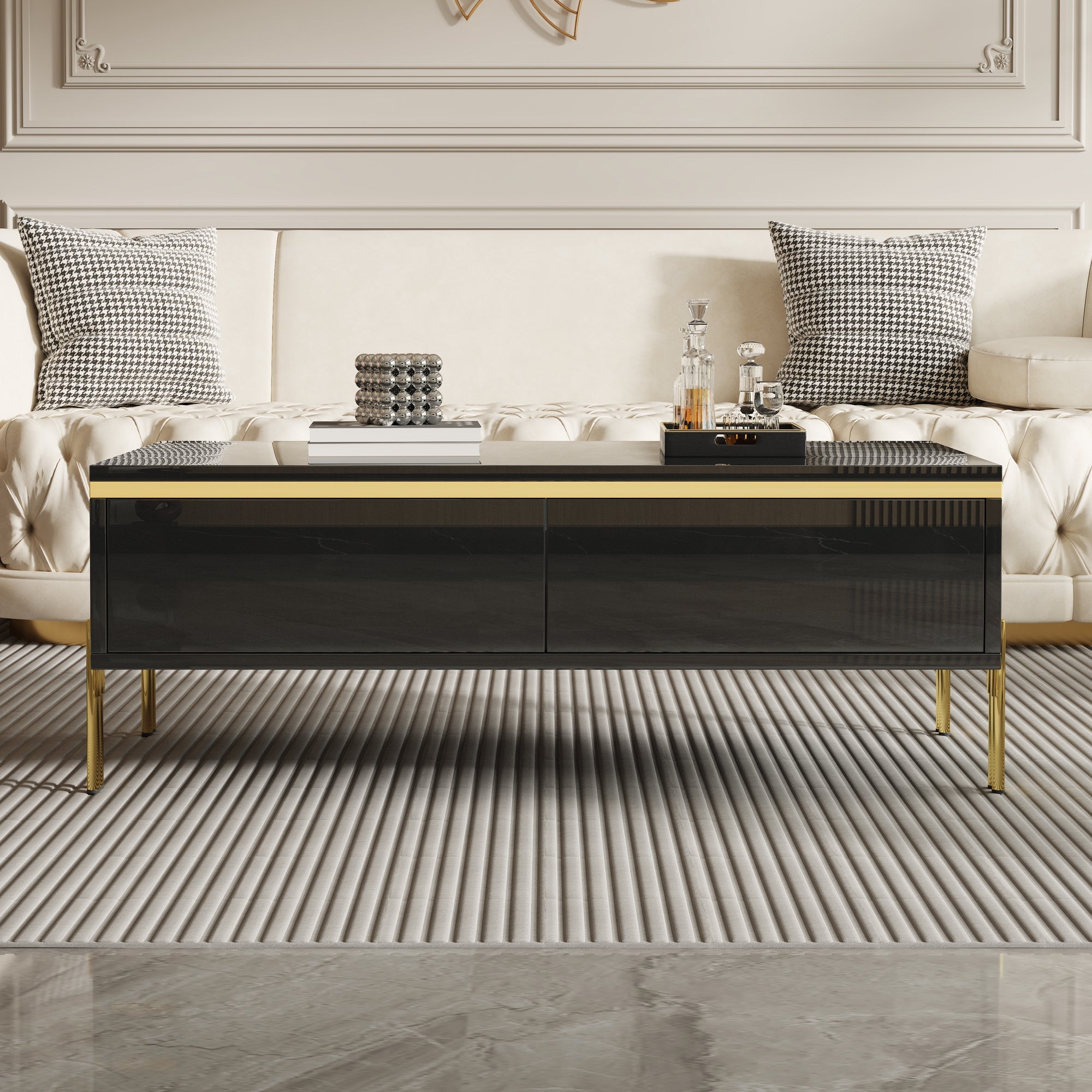 High-Gloss Coffee Table Multifunctional Side Table 100x50x36cm