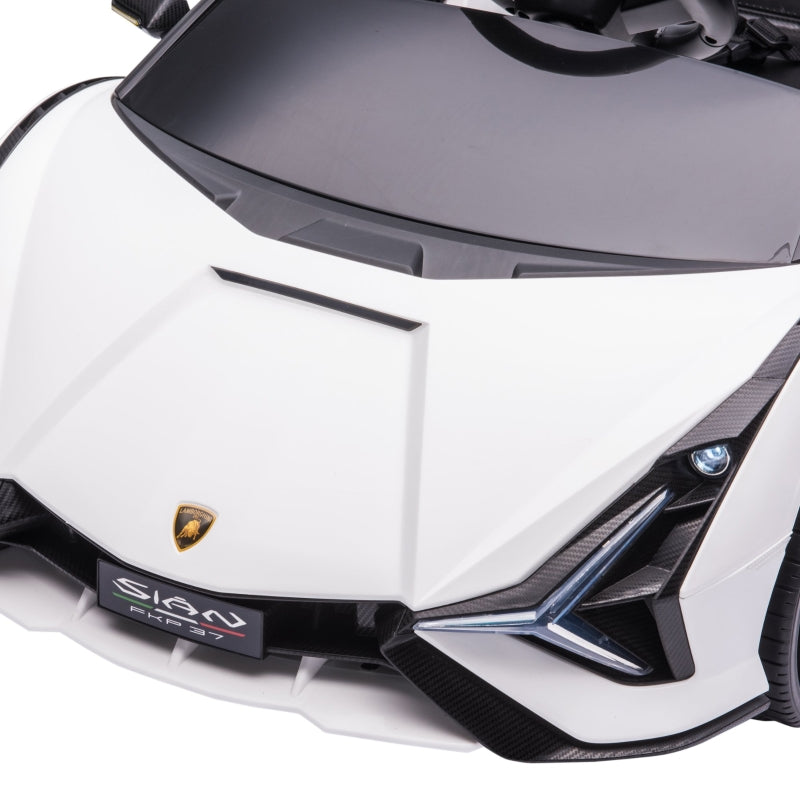 Lamborghini SIAN Kids Ride-on Car 12V with Remote Control and Music, White Metal