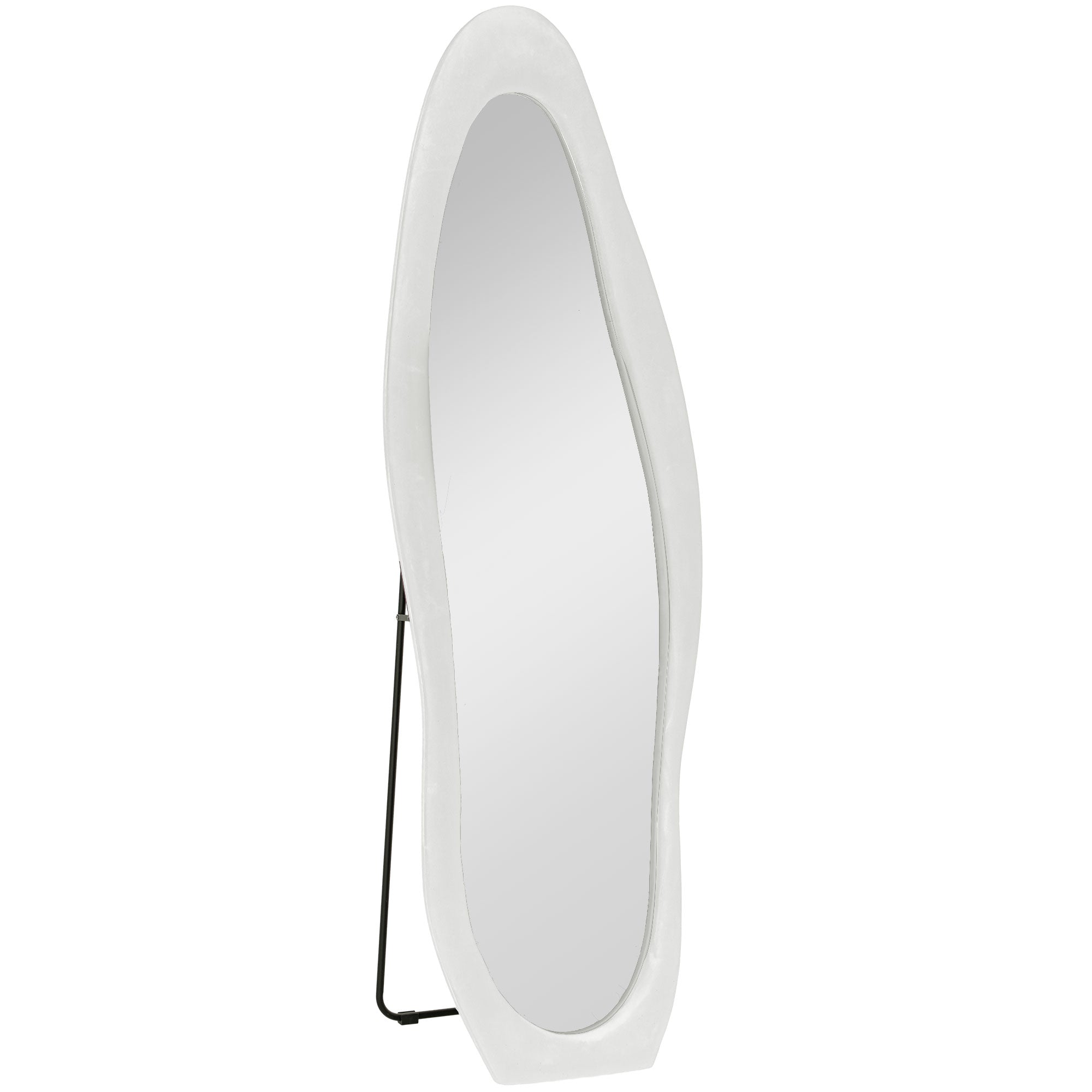 Full Length Mirror, 50 x 160 cm, Irregular Wavy, White Velvet
