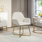 Modern Arm Chair Upholstered Accent Chair with Metal Base, Cream White