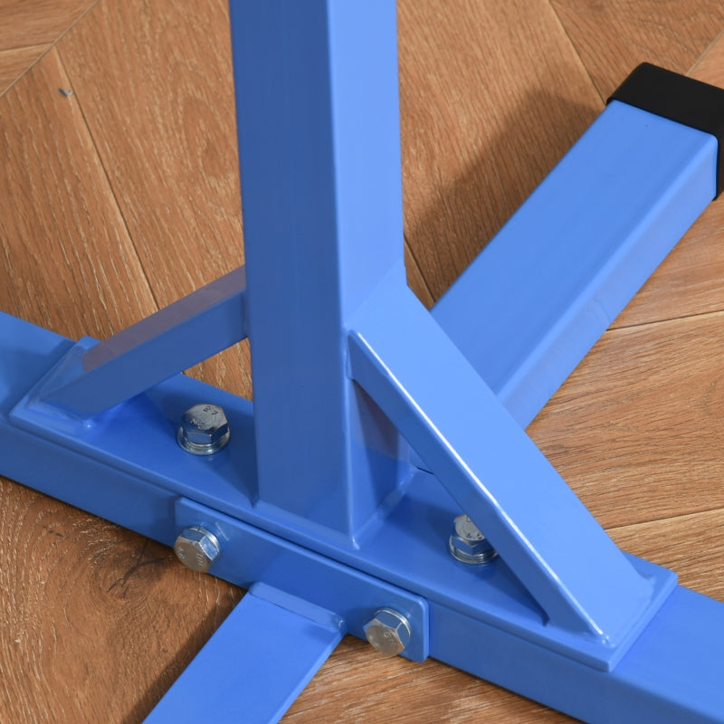 Gymnastics Bar with 13-Level Height Adjustment and Wooden Steel Construction, Blue